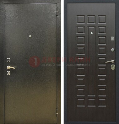 Темно-серая железная дверь с порошковым покрытием и МДФ Венге ДП-287 в Лосино-Петровсом