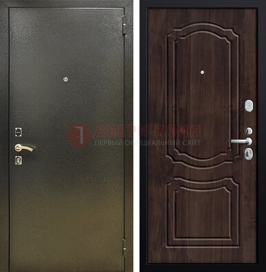 Темно-серая железная дверь с порошковым покрытием и коричневой МДФ ДП-288 в Лосино-Петровсом