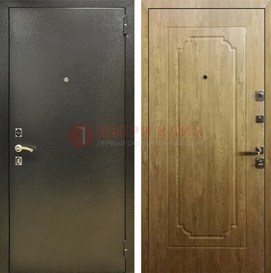 Темно-серая входная дверь с порошковым покрытием и МДФ Золотой дуб ДП-291 в Лосино-Петровсом