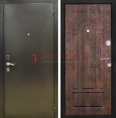 Темно-серая металлическая дверь с порошковым покрытием и МДФ коричневая ДП-292 в Лосино-Петровсом