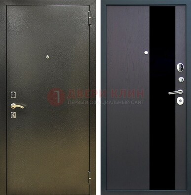 Входная темная дверь с порошковым покрытием и МДФ со стеклом ДП-294 в Лосино-Петровсом