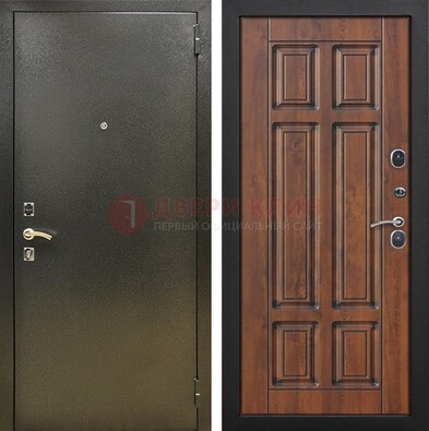 Металлическая входная темная дверь с порошковым напылением и МДФ ДП-299 в Лосино-Петровсом