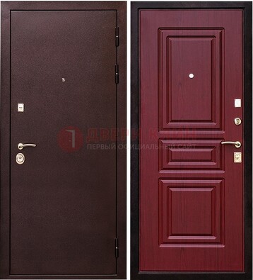 Бордовая входная дверь с порошковым окрасом ДП-36 в Лосино-Петровсом