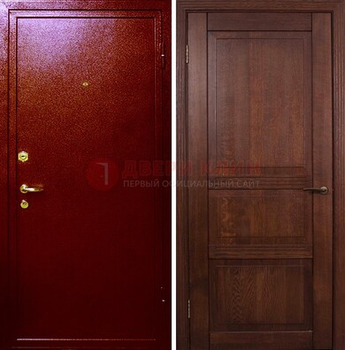 Красная железная дверь с порошковым окрасом ДП-58 в Лосино-Петровсом