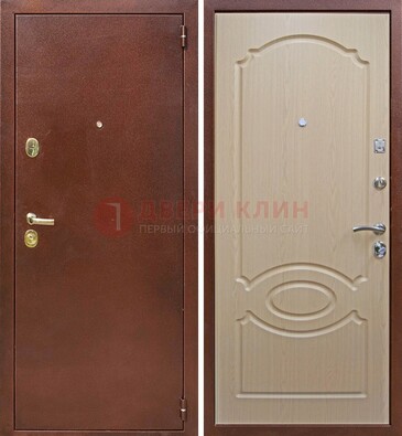 Коричневая металлическая дверь с порошковым окрасом ДП-76 в Апрелевке