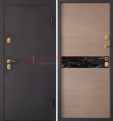 Коричневая металлическая дверь с порошковым окрасом ДП-82 в Лосино-Петровсом