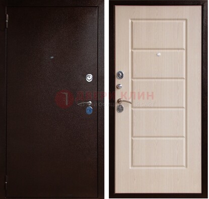 Коричневая металлическая дверь с порошковым окрасом ДП-92 в Лосино-Петровсом