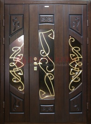 Парадная дверь со стеклом и ковкой ДПР-1 в каркасный дом в Тосно