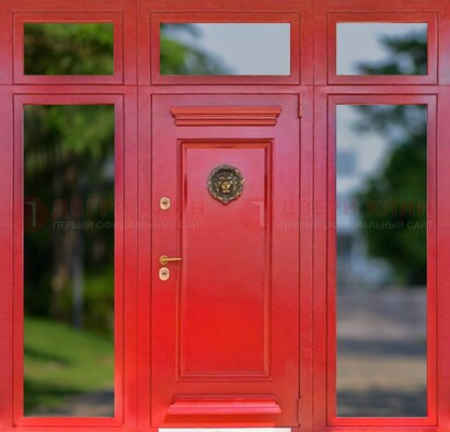 Красная парадная дверь для частного дома ДПР-88 в Лосино-Петровсом