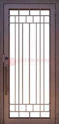Стальная решетчатая дверь в коричневом цвете ДР-12 в Лосино-Петровсом