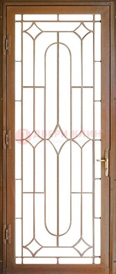 Коричневая железная решетчатая дверь с узором ДР-25 в Лосино-Петровсом