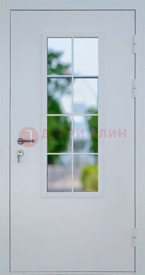 Белая железная дверь порошок со стеклом ДС-31 в Лосино-Петровсом