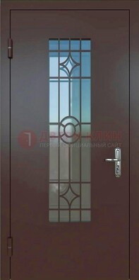 Входная металлическая дверь со стеклом для дома ДС-6 в Лосино-Петровсом