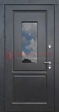 Чёрная металлическая дверь со стеклом ДС-77 в Лосино-Петровсом
