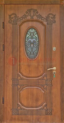 Резная металлическая дверь Винорит со стеклом и ковкой ДСК-215 в Лосино-Петровсом