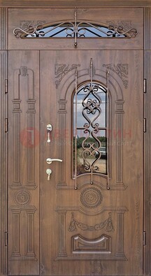 Распашная стальная дверь Винорит со стеклом и ковкой ДСК-232 в Лосино-Петровсом