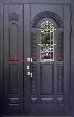 Входная дверь Винорит со стеклом и ковкой с узором ДСК-270 в Лосино-Петровсом