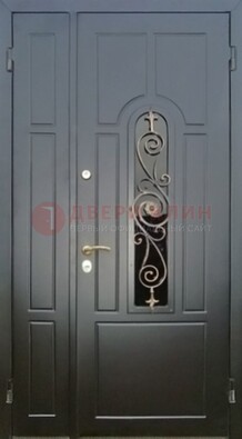 Металлическая дверь Винорит со стеклом в темном цвете ДСК-276 в Лосино-Петровсом
