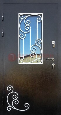 Входная дверь Порошок со стеклом и ковкой ДСК-278 в Новосибирске