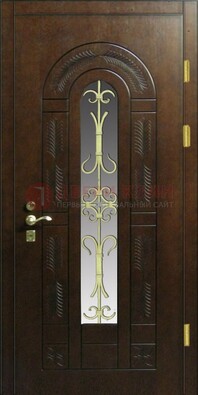 Дизайнерская металлическая дверь со стеклом и ковкой ДСК-50 в Тольятти