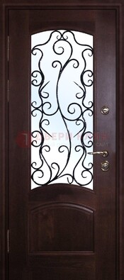 Металлическая дверь со стеклом и ковкой ДСК-6 в квартиру в Чебоксарах