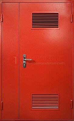 Красная железная техническая дверь с вентиляционными решетками ДТ-4 в Лосино-Петровсом