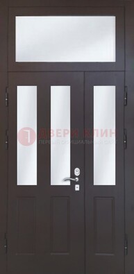 Черная тамбурная дверь со стеклянными вставками ДТМ-38 в Лосино-Петровсом