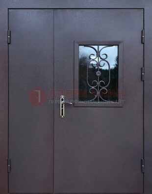 Тамбурная дверь Порошок со стеклом и ковкой ДТМ-48 в Лосино-Петровсом