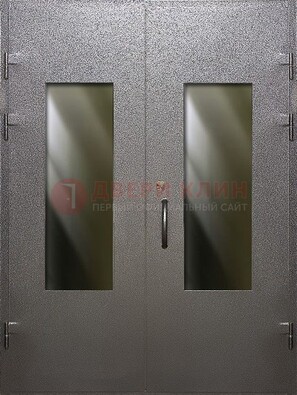 Серая тамбурная дверь со стеклянными вставками ДТМ-8 в Лосино-Петровсом