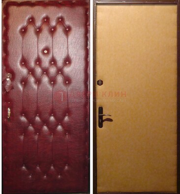 Бордовая металлическая дверь с винилискожей ДВ-1 в Лосино-Петровсом