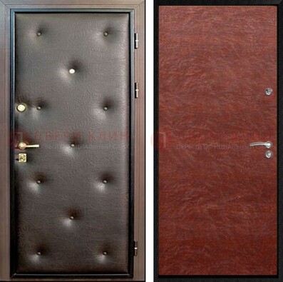 Коричневая стальная дверь с винилискожей ДВ-32 в Лосино-Петровсом