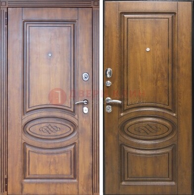 Коричневая металлическая дверь с виноритом ДВТ-10 в Лосино-Петровсом
