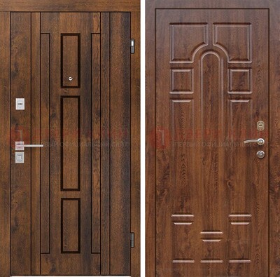 Стальная коричневая дверь с МДФ и коричневой МДФ внутри ДМ-1388 в Лосино-Петровсом