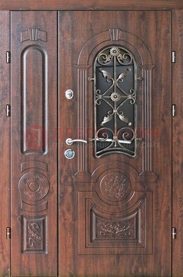 Металлическая дверь с узором и виноритом ДВТ-146 в Лосино-Петровсом