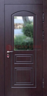 Темная железная дверь с виноритом и стеклом ДВТ-162 в Лосино-Петровсом