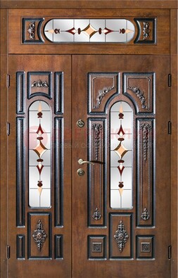 Элитная дверь цвета дуб с виноритом и витражом ДВТ-177 в Лосино-Петровсом