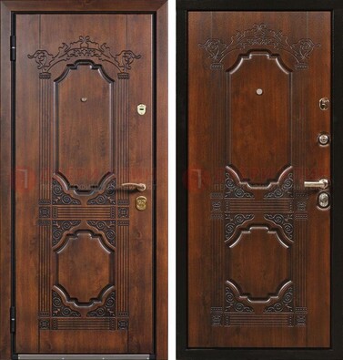 Коричневая железная дверь с виноритом и узором ДВТ-211 в Лосино-Петровсом