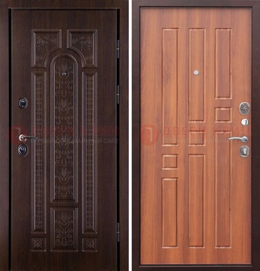 Темная металлическая дверь с виноритом и узором ДВТ-224 в Лосино-Петровсом