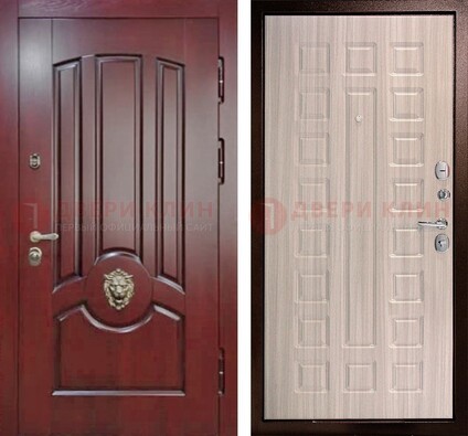Темно-красная входная дверь с виноритом ДВТ-234 в Лосино-Петровсом