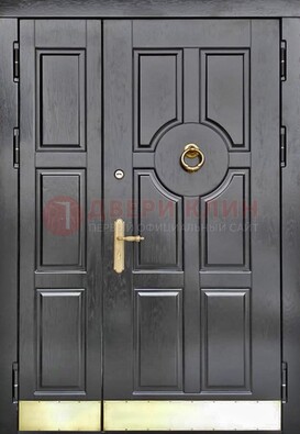 Черная металическая дверь с виноритом для дома ДВТ-241 в Лосино-Петровсом