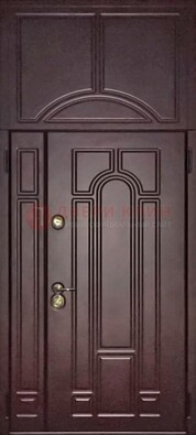 Коричневая железная дверь с виноритом и верхней фрамугой ДВТ-243 в Лосино-Петровсом
