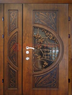 Металлическая дверь с виноритом и резной панелью внутри ДВТ-70 в Чебоксарах