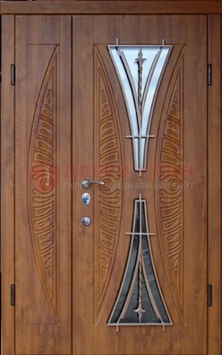 Входная классическая дверь с терморазрывом и коричневым МДФ ДВТ-76 в Лосино-Петровсом