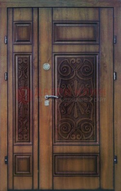 Входная железная дверь с виноритом и резьбой ДВТ-96 в Перми