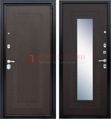 Темная стальная дверь с зеркалом ДЗ-20 в Наро-Фоминске