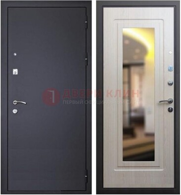 Черная металлическая дверь с зеркалом ДЗ-26 в Лосино-Петровсом
