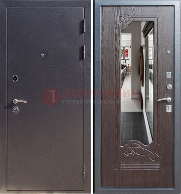 Черная входная дверь с зеркалом МДФ внутри ДЗ-29 в Лосино-Петровсом