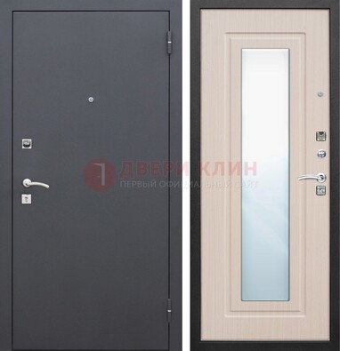 Черная входная дверь с зеркалом МДФ внутри ДЗ-31 в Лосино-Петровсом