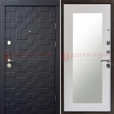 Черная стальная дверь МДФ и зеркалом ДЗ-50 в Лосино-Петровсом