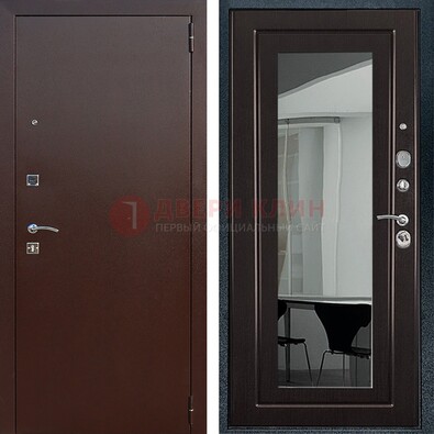 Металлическая дверь с порошковым напылением с МДФ и зеркалом ДЗ-61 в Лосино-Петровсом